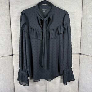 Elegant Black Ruffled Women's Top